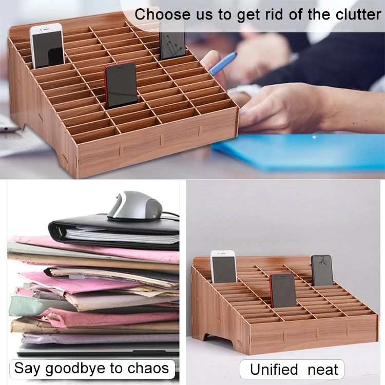 HAC0023Z_6.webp Wooden Multi-cell Mobile Phone Film Stand Desktop Accessories Display Rack, 14 Grids, Size: 21x17x16cm - Image 7