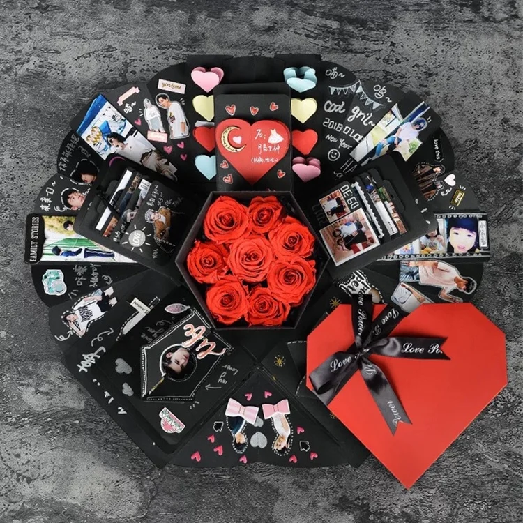HAC0985.webp Heart Shape DIY Handmade Photo Album Surprise Explosion Bouncing Gift Box - Image 1