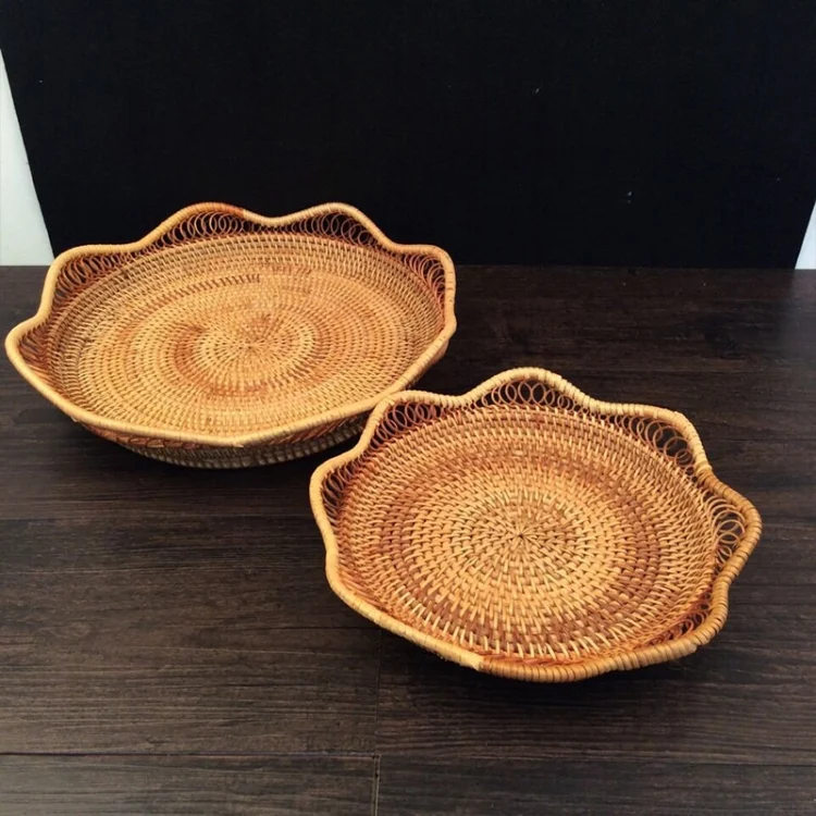 HAC1001_4.webp 2pcs / Set GP3 Braided Sweet Vegetable Fruit Snack Storage Tray Basket - Image 5