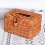 ZJH01 Bow Restaurant Desktop Rattan Braided Tissue Storage Box Case