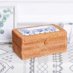 ZJH01 Ceramics Restaurant Desktop Rattan Braided Tissue Storage Box Case - Image 2