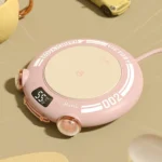 MN030 20W 110-220V Small Green Warm Coaster with LED Digital Display & Night Light, CN Plug