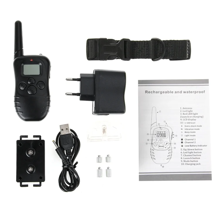 HC0010_8.webp Rechargeable and Waterproof 300m Remote Pet Dog Training Collar with LCD display - Image 9
