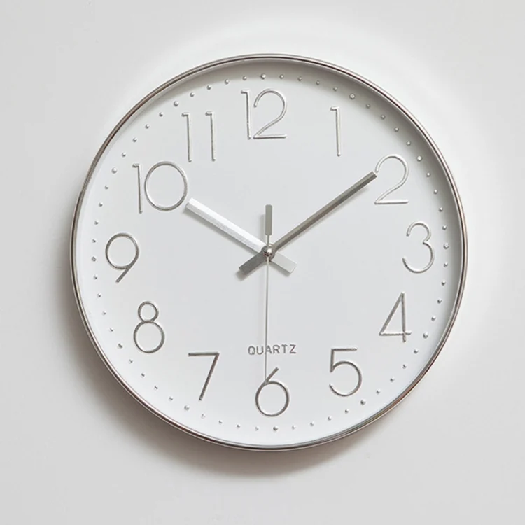 HC0061S.webp Home Office Room Modern Silent Non Ticking 12 inch Round Decorative Wall Quartz Clock - Image 1