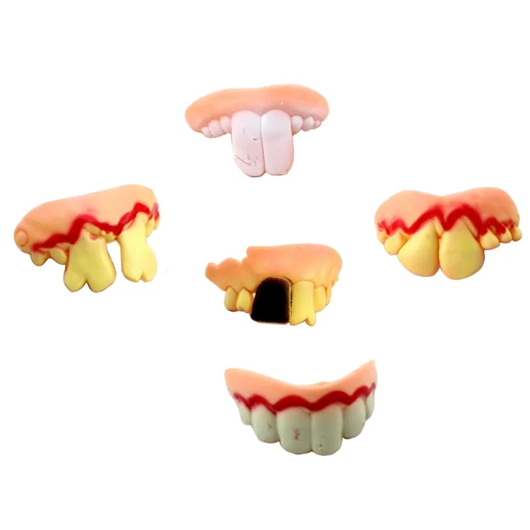 HC0245.webp 5 PCS Halloween Prank Funny Various Modelling Entire Scary Bucktooth Dentures Teeth Fake Braces for Party Club, Random Style Delivery - Image 1