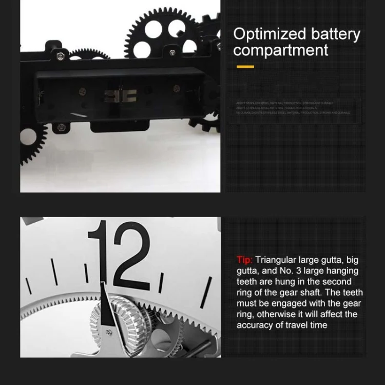HC0264B_4.webp Home Simple European Style Triangular Mechanical Gears Wall Clock - Image 5