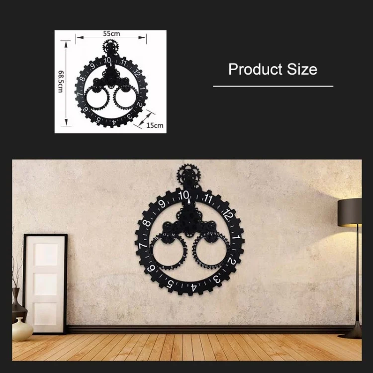 HC0264B_6.webp Home Simple European Style Triangular Mechanical Gears Wall Clock - Image 7