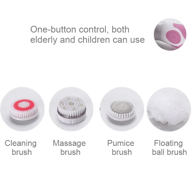 HC0461H_3.webp Multi-function Electric Waterproof Bath Cleansing Brush Long-handled Massage Brush, with 4 Brush Heads - Image 5