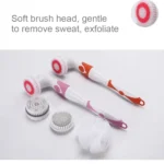 Multi-function Electric Waterproof Bath Cleansing Brush Long-handled Massage Brush, with 4 Brush Heads - Image 8