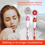 Multi-function Electric Waterproof Bath Cleansing Brush Long-handled Massage Brush, with 4 Brush Heads - Image 10