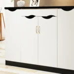 4092-128 Double White Drawer Cabinet Door Silver Black Handle - Image 6