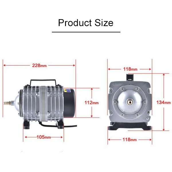 HC0659_2.webp ACO-006 80W 88L/Min Electromagnetic Air Pump Compressor Seafood Fish Tank Increase Oxygen Air Flow Spliter, US Plug - Image 3