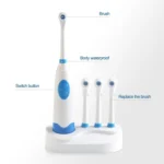 2W Creative Household Waterproof Rotary Electric Toothbrush Set with 4 Replacement Brush Heads & Base, 8500 Revolutions Per Minute - Image 4