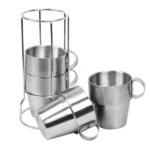 Outdoor Portable Picnic Cups Four Piece Suit Stainless Steel Drinking Mugs Anti-Hot Tea Coffee Cup - Image 3