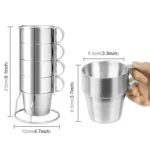 Outdoor Portable Picnic Cups Four Piece Suit Stainless Steel Drinking Mugs Anti-Hot Tea Coffee Cup - Image 4