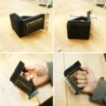 Outdoor Barbecue Cleaning Brush Camping Picnic BBQ Copper Wire Grill Three In One Right Angle Copper Wire Triangular Brush - Image 6