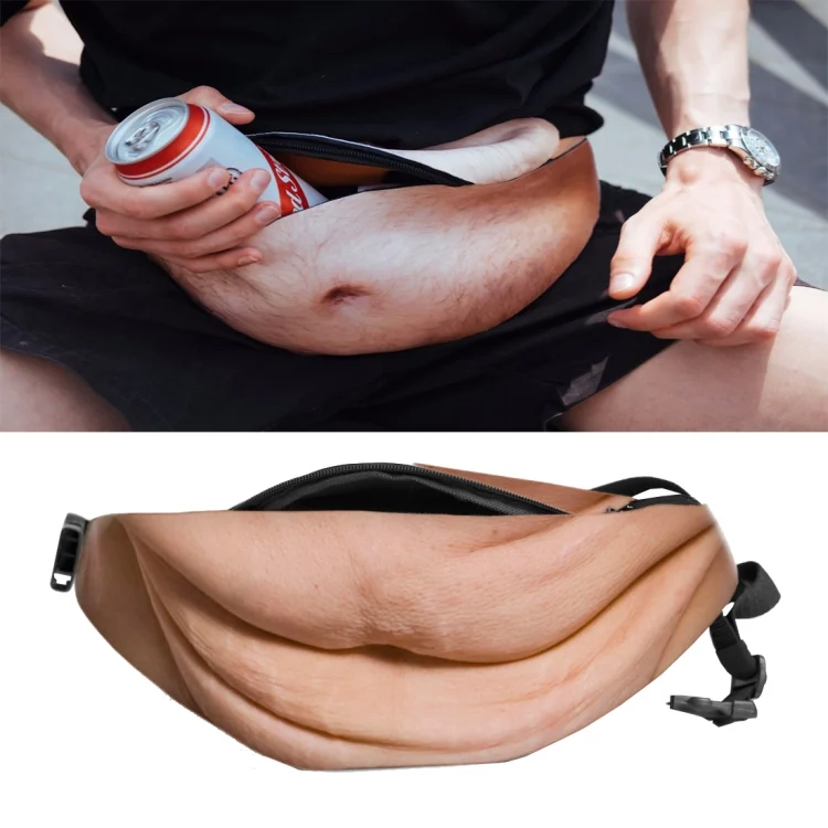 HC0879F.webp Creative Funny Anti-harassment Artificial Belly Shape Outdoor Bags, Multifunctional Portable Unisex Sports Belly Waist Bag - Image 1