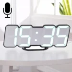 Modern 3D LED Sound Control Colorful Digital Alarm Clock Adjust Brightness Electronic Wall Glowing Hanging Clock with Remote Control