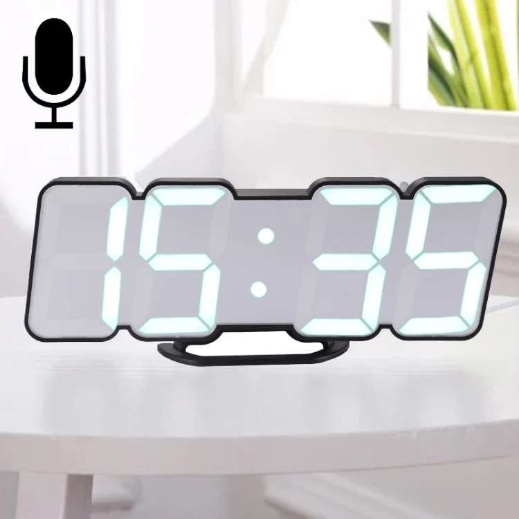 Modern 3D LED Sound Control Colorful Digital Alarm Clock Adjust Brightness Electronic Wall Glowing Hanging Clock with Remote Control