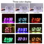 Modern 3D LED Sound Control Colorful Digital Alarm Clock Adjust Brightness Electronic Wall Glowing Hanging Clock with Remote Control - Image 10