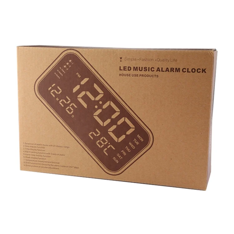 HC0994_3.webp Multi-functional Large Screen LED Digital Music Alarm Clock with Time / Week / Temperature / Calendar Display & Remote Control, DC 5V - Image 4