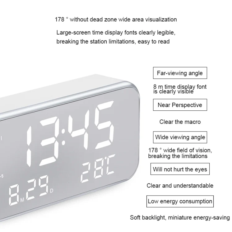 HC0994_4.webp Multi-functional Large Screen LED Digital Music Alarm Clock with Time / Week / Temperature / Calendar Display & Remote Control, DC 5V - Image 5