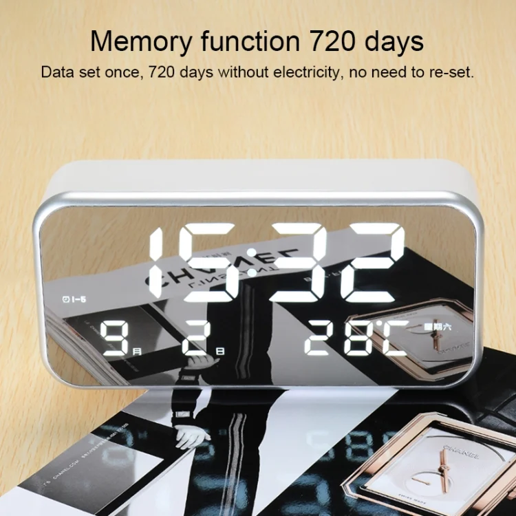 HC0994_5.webp Multi-functional Large Screen LED Digital Music Alarm Clock with Time / Week / Temperature / Calendar Display & Remote Control, DC 5V - Image 6