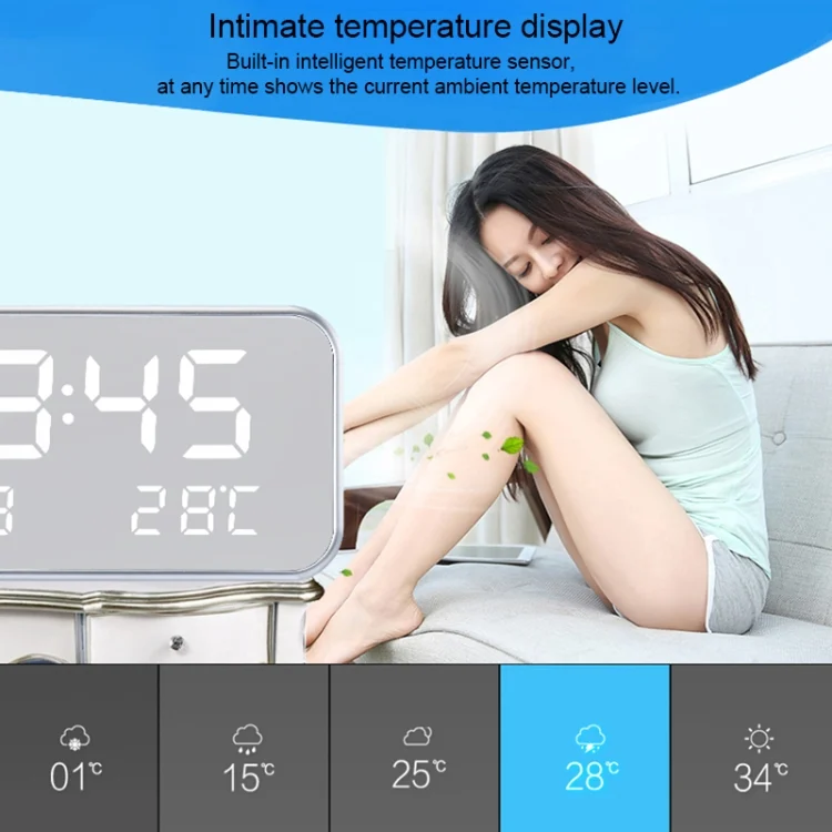 HC0994_8.webp Multi-functional Large Screen LED Digital Music Alarm Clock with Time / Week / Temperature / Calendar Display & Remote Control, DC 5V - Image 9
