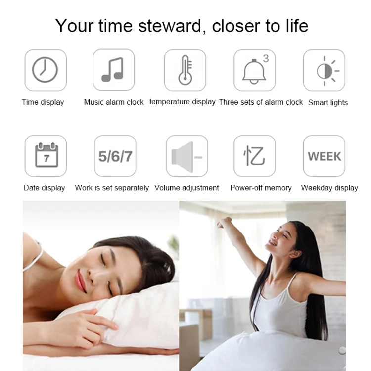 HC0994_9.webp Multi-functional Large Screen LED Digital Music Alarm Clock with Time / Week / Temperature / Calendar Display & Remote Control, DC 5V - Image 10