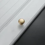 4203 Placer Gold Single Hole Solid Zinc Alloy Round Handle for Cabinet Wardrobe Drawer Door - Image 2