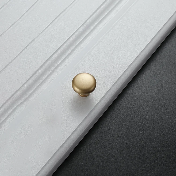 HC1053_1.webp 4203 Placer Gold Single Hole Solid Zinc Alloy Round Handle for Cabinet Wardrobe Drawer Door - Image 2