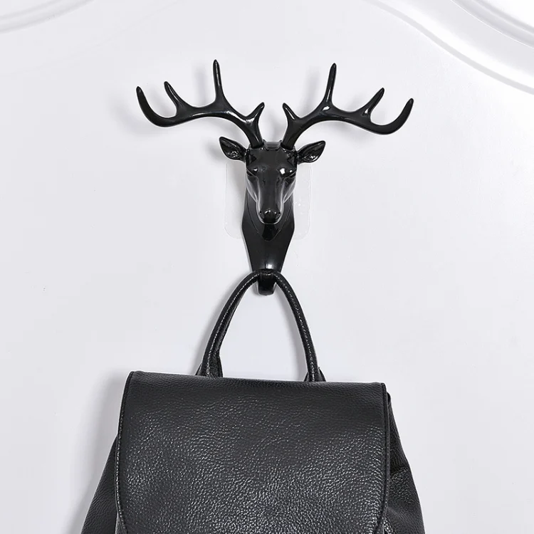 HC1151.webp Creative Three-dimensional Multifunctional Deer Head Animal Decorative Hook Coat Hook Retro Clothes Hanging Creative Home Crafts, Random Style Delivery - Image 1