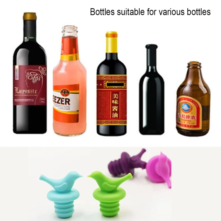 HC1160_3.webp 2pcs Creative Bird Style Silicone Wine Beer Condiments Bottle Stopper Random Color Delivery - Image 4