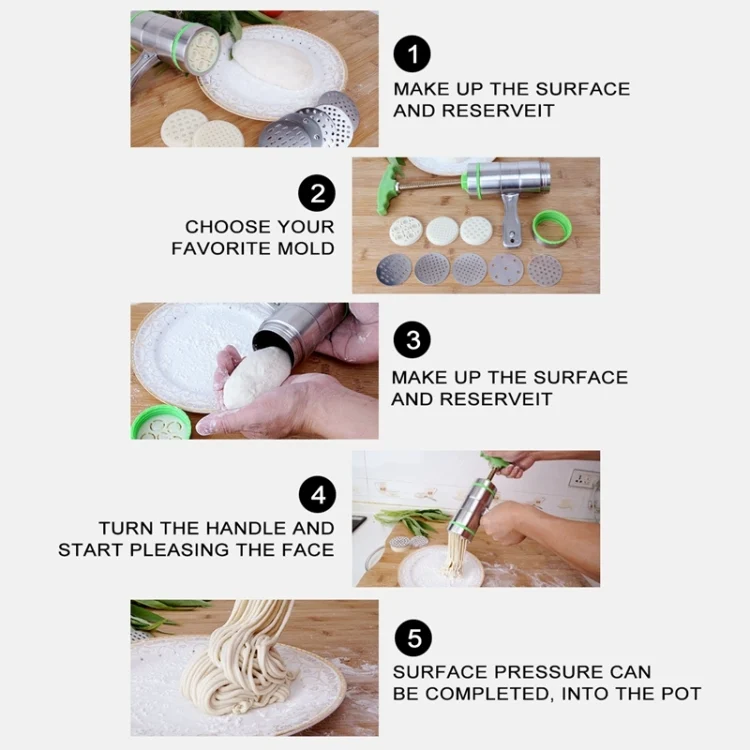 HC1176E_8.webp 3 Molds Household Manually Small Stainless Steel Pressing Style Handhold Noodle Machine - Image 10