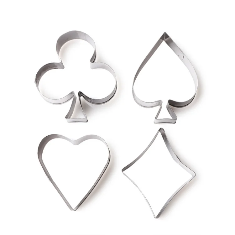 HC1328_1.webp 3 Sets Stainless Steel Poker Cookie Mold Playing Cards Cake Fondant Mold Spade Heart Biscuit Cutter - Image 2