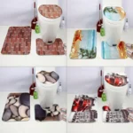 European and American Style Underwater World Printing Pattern Toilet Mat Three-piece Suit - Image 6