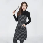 Black and White Stripes Unisex Chef Waiter Barista Aprons Work Aprons - Image 4