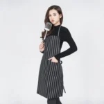 Black and White Stripes Unisex Chef Waiter Barista Aprons Work Aprons - Image 6