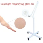 5X Foldable Swing Arm Desk Table Mount Magnifier with Lamp Light for Facial Tattoo Eyebrow Nail Salon Beauty, Cool White Light - Image 5