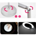 5X Foldable Swing Arm Desk Table Mount Magnifier with Lamp Light for Facial Tattoo Eyebrow Nail Salon Beauty, Cool White Light - Image 7