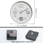 12 inch Creative Decorative Round Shape Living Room Simple Modern Quartz Wall Clock - Image 3