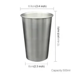 500ml Single Wall Electropolished Stainless Steel Curling Edge Beverage Cup With Rubber Circle Band And Cap - Image 3