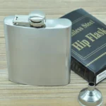 196mL (7oz) Outdoor Sports Handy Home Travel Wild Stainless Steel Portable Hip Flask(with Small Funnel)(Silver 196mL (7oz)) - Image 3