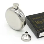 140mL(5oz) Men Mirror Handy Hip Flask Stainless Steel Portable Round Jug (With Small Funnel)(Silver) - Image 2