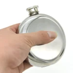 140mL(5oz) Men Mirror Handy Hip Flask Stainless Steel Portable Round Jug (With Small Funnel)(Silver) - Image 4