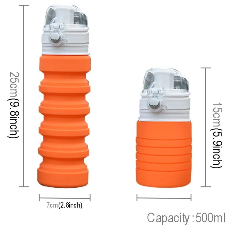 HC1850E_4.webp 500mL Outdoor Travel Silicone Foldable Kettle Telescopic Cup Sports Drinking Bottle - Image 8