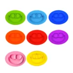 Smile Style One-piece Round Silicone Suction Placemat for Children, Built-in Plate and Bowl - Image 2