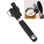 Single Handle Professional Ergonomic Manual Side Cut Can Opener Bottle Opener (Black)