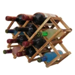 10 Bottles Racks Foldable Wine Stand Wooden Wine Holder Kitchen Bar Display Shelf