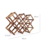 10 Bottles Racks Foldable Wine Stand Wooden Wine Holder Kitchen Bar Display Shelf - Image 2